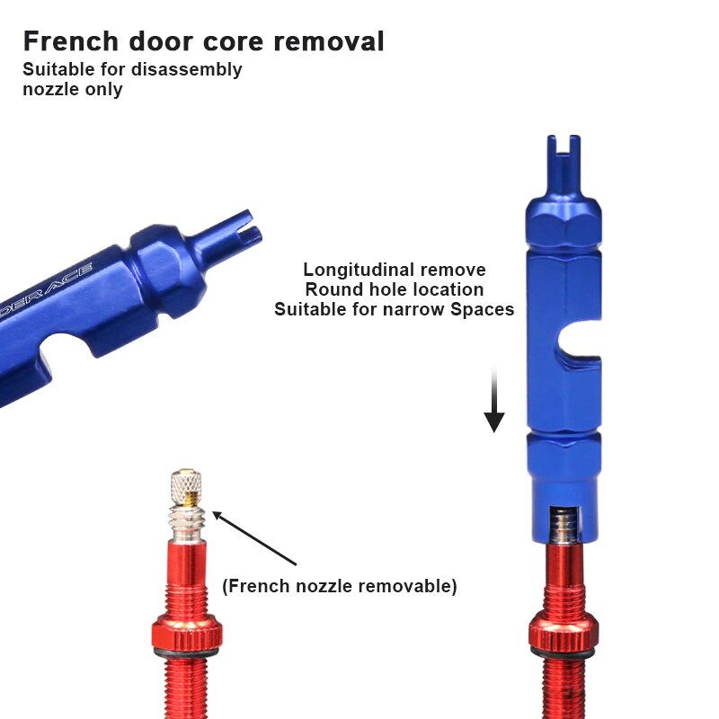 Bico de bicicleta com válvula para pneu, ferramenta para conserto de bicicleta, bico de cabeça dupla, multifuncional, portátil, chave inglesa de desmontagem, 1 peça