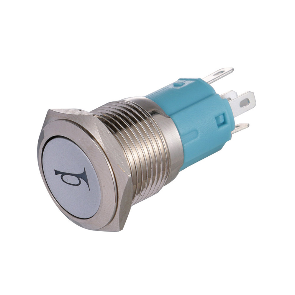16Mm 5/8 "12V Led Power Light Momentary Push Horn Button Metal Switch Drukknop Auto Klink Speaker bel Hoorn