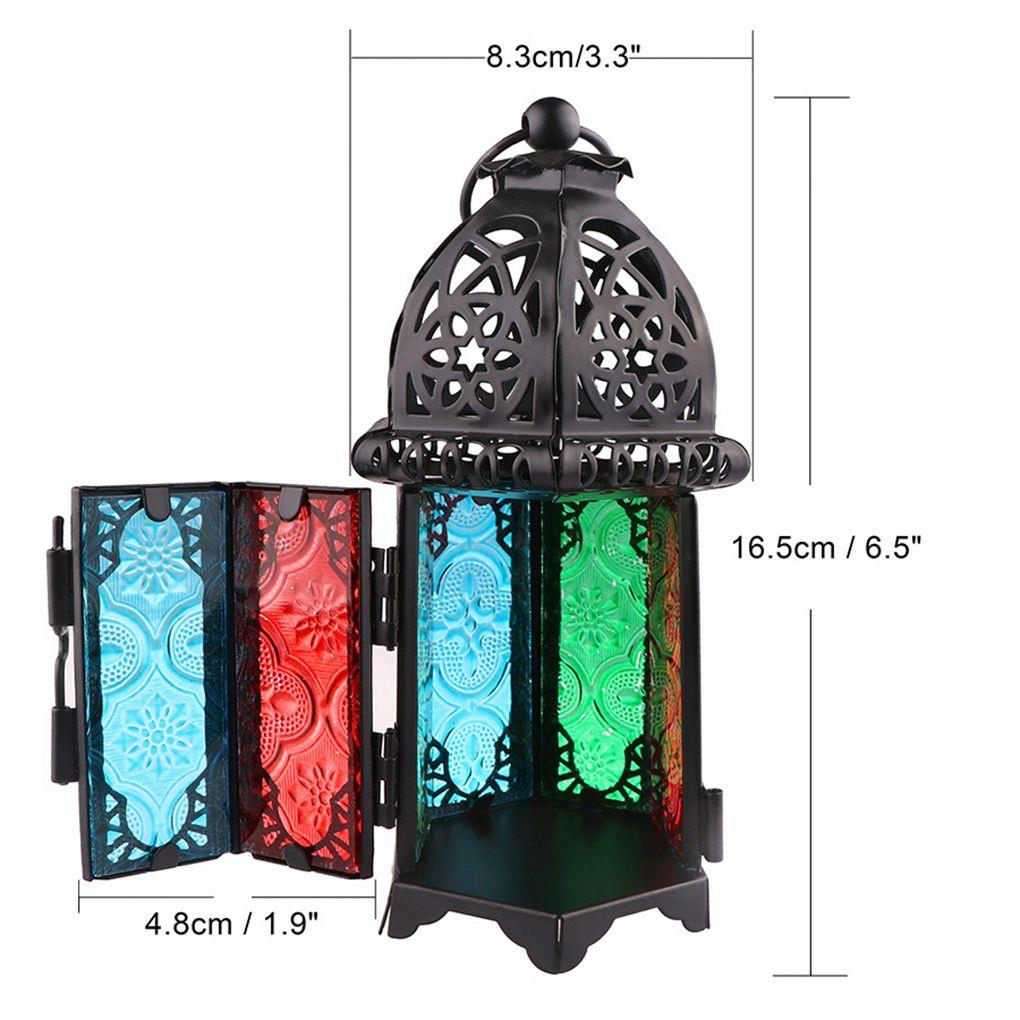 Klassieke Marokkaanse Winddicht Kandelaars Votive Ijzer Glas Opknoping Kandelaar Bruiloft Decoratie Kaars Lantaarn Home Decor