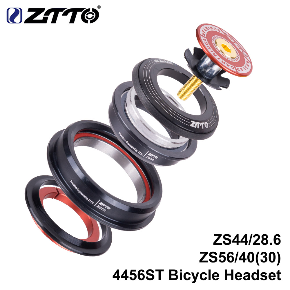 ZTTO Bicycle Internal Headset 44mm 56mm MTB Threadless Sealed Bearing 45 Degree ZS44 ZS56 Tapered Straight Fork Steerer 4456ST: 4456ST RED