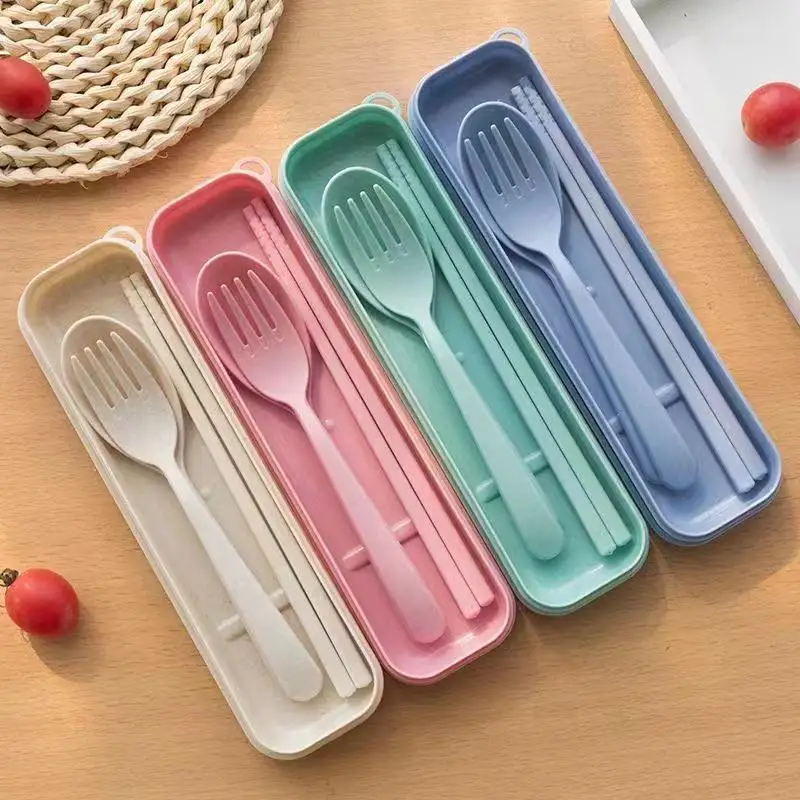 Juego de utensilios para acampar, juego de utensilios reutilizables con estuche, juego de cubiertos, tenedores, cuchara, vajilla, palillos para viajes, picnic, camping