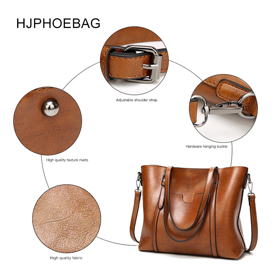 HJPHOEBAG nouvelle femmes sac à bandoulière sac à bandoulière huile cire cuir dames sac à main fourre-tout sac à bandoulière sacs pour femmes YC005