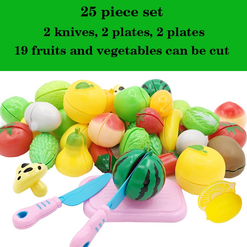 53pcs/lot Children Pretend Role Play House Toy Cutting Fruit Plastic Vegetables Food Kitchen Baby Classic Kids Educational Toys: 25-piece set