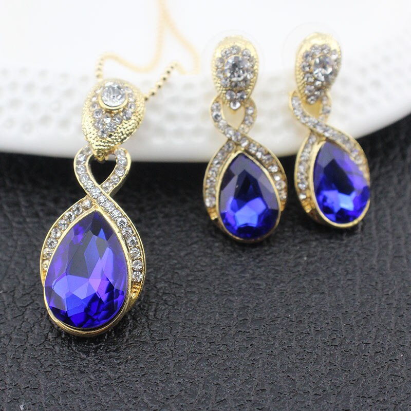 jiayijiaduo Wedding Jewelry Imitation Pendant Necklace earrings set Green crystal Crystal Bridal Jewelry Sets for women: 6