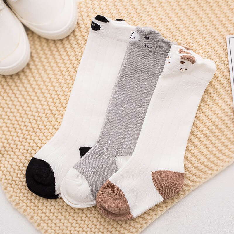 3 Paar/set Baby Kniekousen Kinderen Meisjes Jongens Gestreepte Kniekousen Lente Winter Baby Lange Sokken Katoen Kids Sokken sokken: C / M(1-3T)