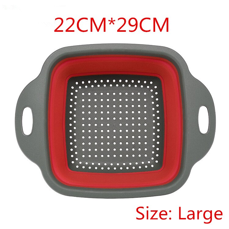 Keuken Accessoires Gereedschap Opvouwbare Fruit Groente Wasmand Zeef Draagbare Vergiet Inklapbare Afdruiprek Keuken Gadgets: Large-red