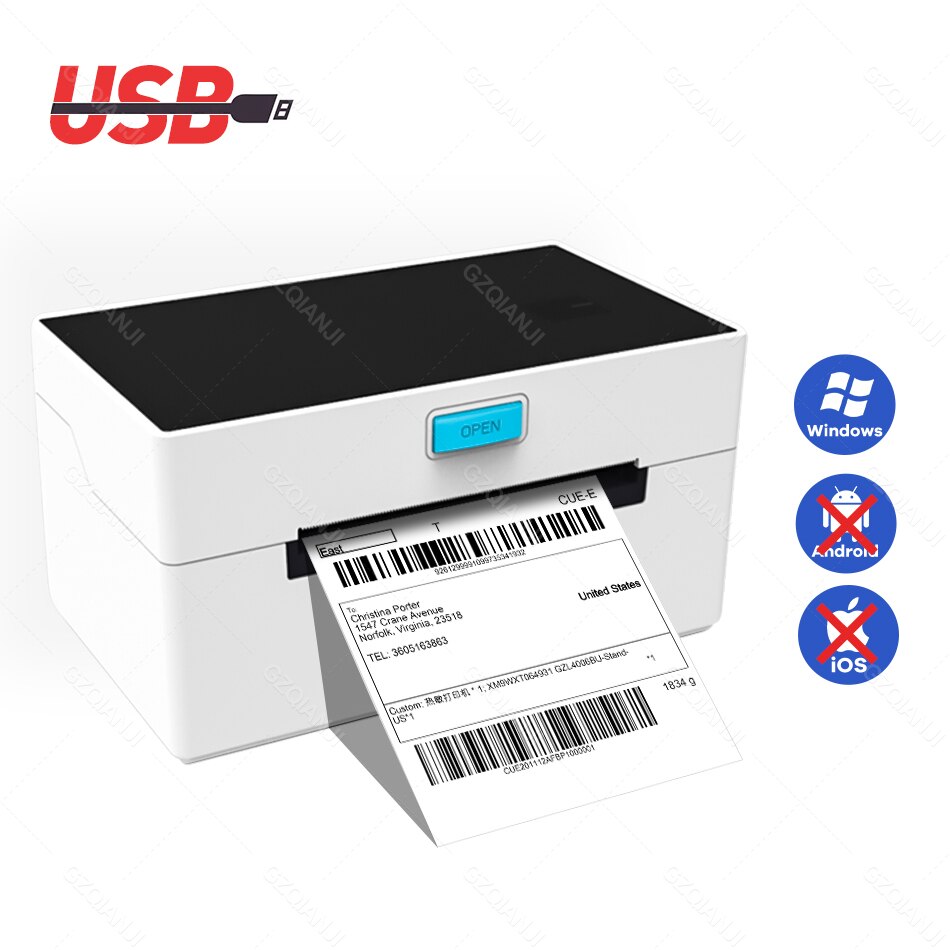 4x6 USB Bluetooth Thermal Printer Label Maker Sticker Label Barcode Printer for Express Label Printing High Speed