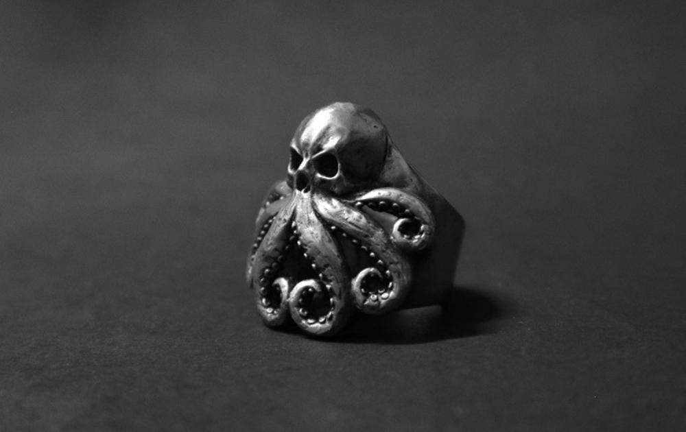 Onlysda Christmas Charm Halloween Octopus Skull Punk Stainless Steel Seaman Rings Men Anel Puck Jewelry for Sailor