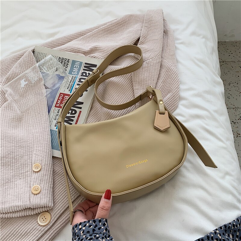 Casual Solid Color Small Crossbody Bags for Women Simple PU Leather Letter Shoulder Bag Ladies Purses and Handbags: Green