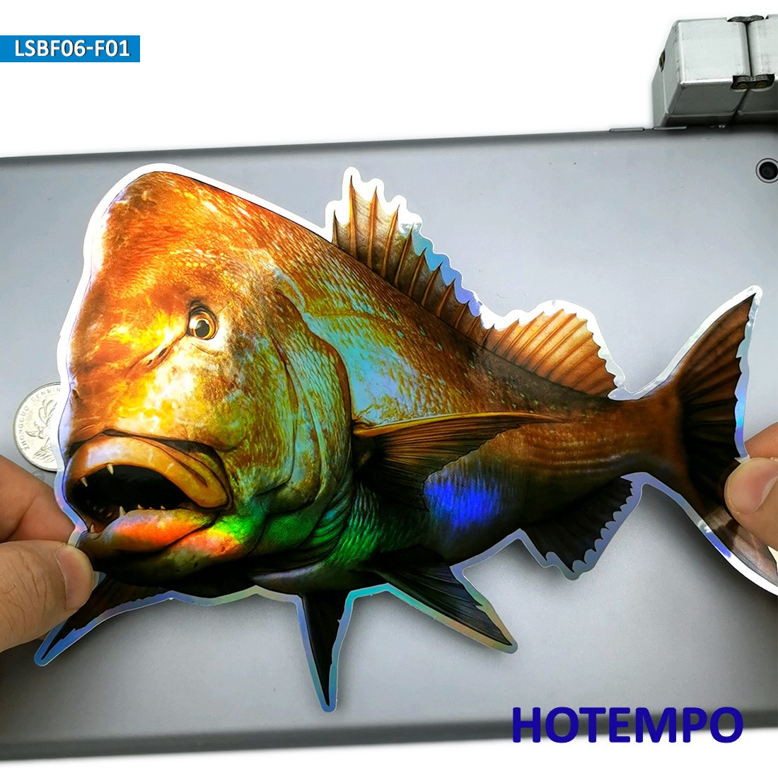 7.87 pollici 20cm Laser pesce di grandi dimensioni pesce persico dorato adesivi per auto moto per Laptop di grandi dimensioni per Go Fishing adesivo impermeabile