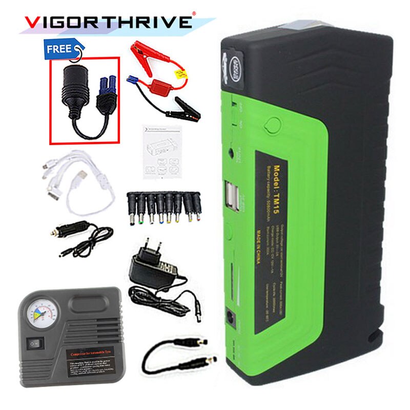 Autolader Auto Motor Auto Jump Starter 12V Mini Emergency Start Auto Booster Power Bank Batterij Starter Met Elektrische luchtpomp