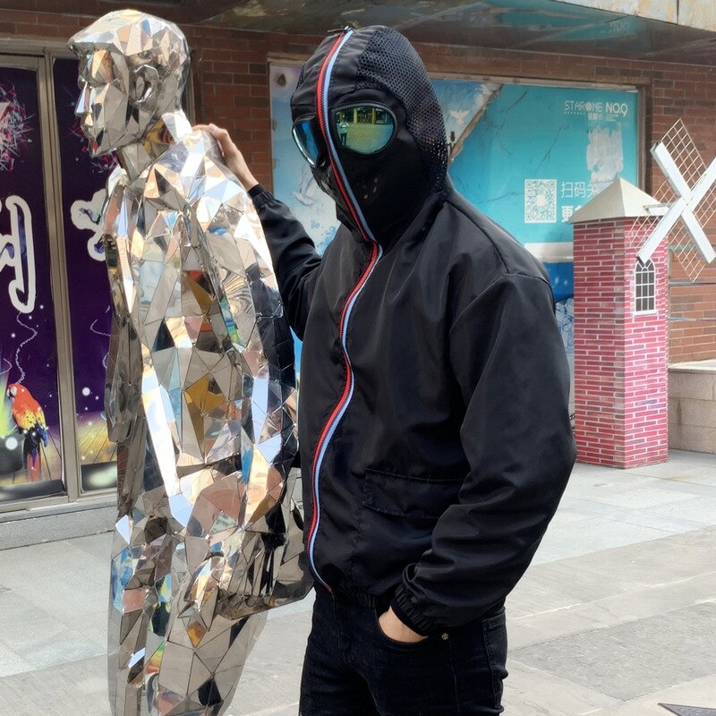 Postleitzahl hoch Jacke Männer Motorrad Mit Kapuze mit Brille Windjacke Frauen Jacken Große Größe 4XL Dünne Sommer Frühling Herbst Koreanische Kleidung