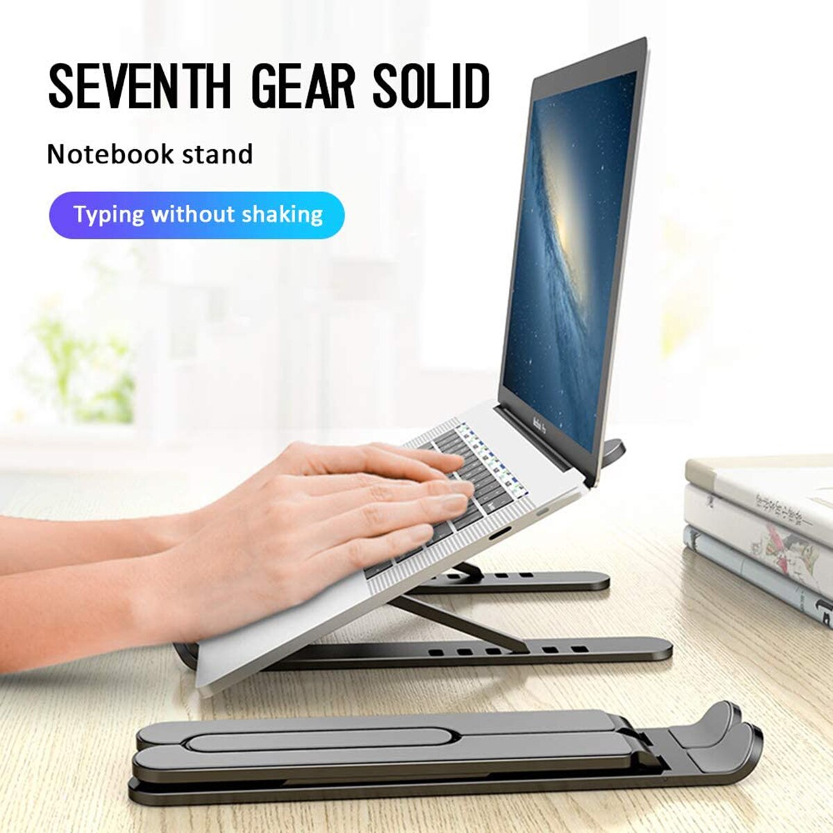 Laptop Stand, Adjustable Aluminum Laptop Notebook Stand Ergonomic Desktop Holder Compatible with MacBook Air, Dell XPS, HP More