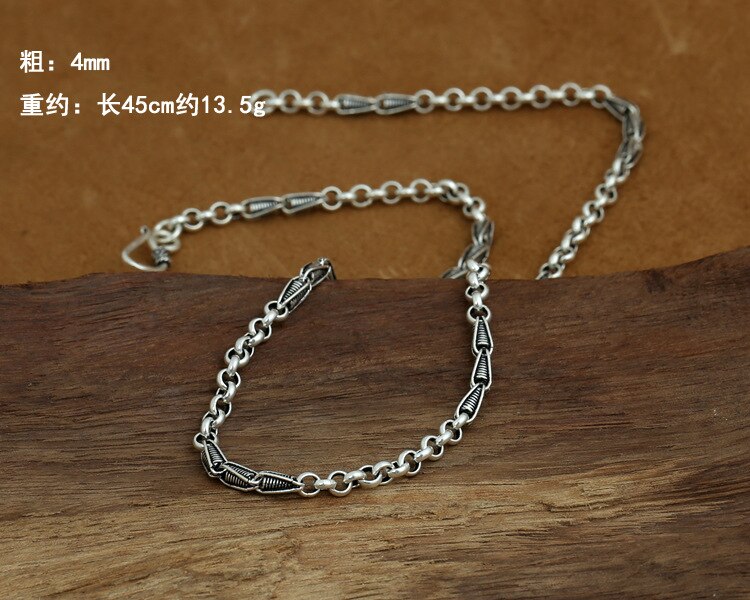 Mode S925 Sterling Zilver Retro Thaise Zilveren Vintage Stijl Custom Made Ketting Mannen En Vrouwen