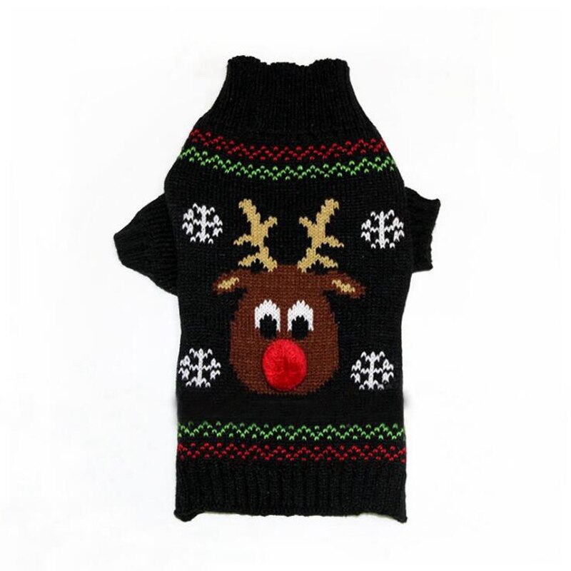 Hondenkleding winter rode neus herten kersttrui chihuahua puppy kat voor kleine honden warme kerst elandtrui: Zwart / Xl