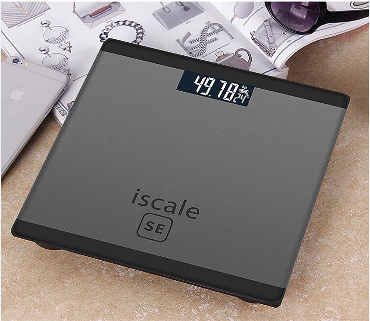 Human Body Scales Glass Smart Household Electronic Digital Floor Weight Balance Bariatric LCD Display 180KG: Gray