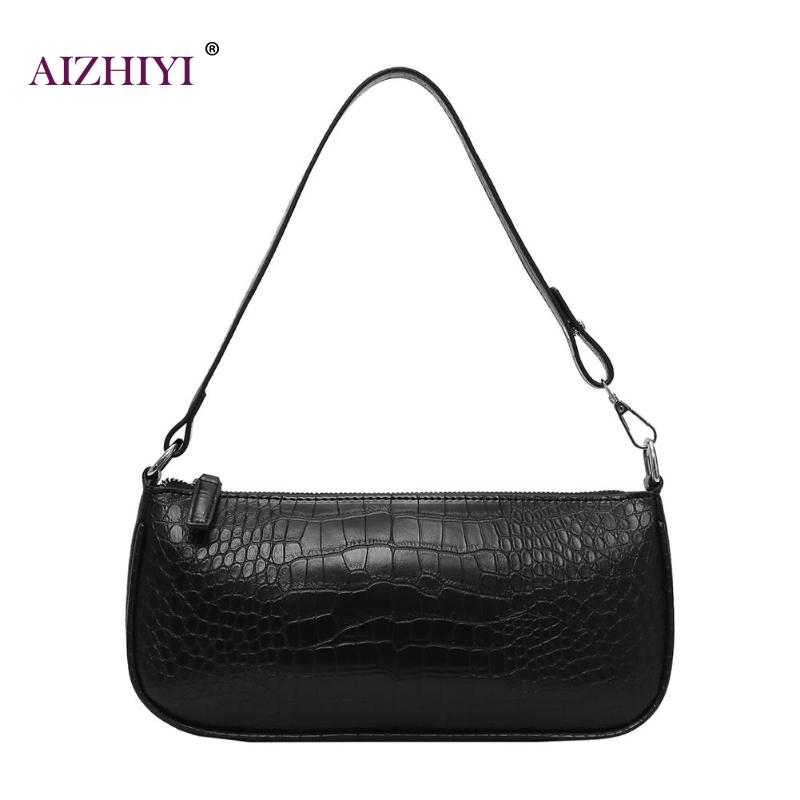 Retro Alligator Patroon Vrouwen Handtassen Casual Solid Schoudertassen Dames Mode Messenger Elevening Party Bag: Black