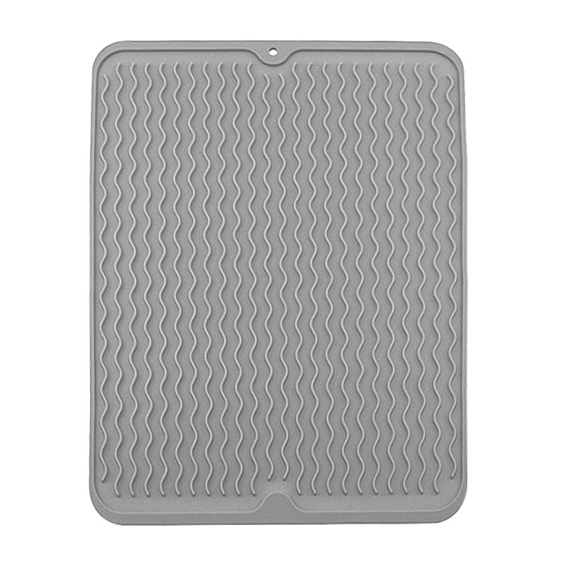Esterillas plegables para secado de platos, manteles de desagüe de silicona, antideslizantes, con aislamiento térmico, almohadillas de goma suave para platos y vasos, para cocina y hogar: Grey