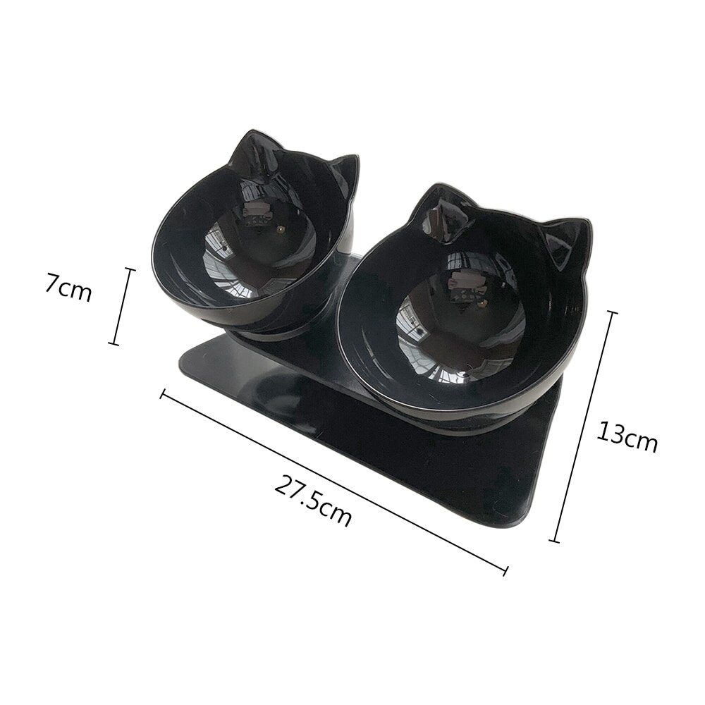 Mangeoires pour chat bol d'alimentation pour chat Gog fournitures pour animaux de compagnie bols à eau pour chiens avec support surélevé pour chats Double bol 2pneu1: Double bowls-6
