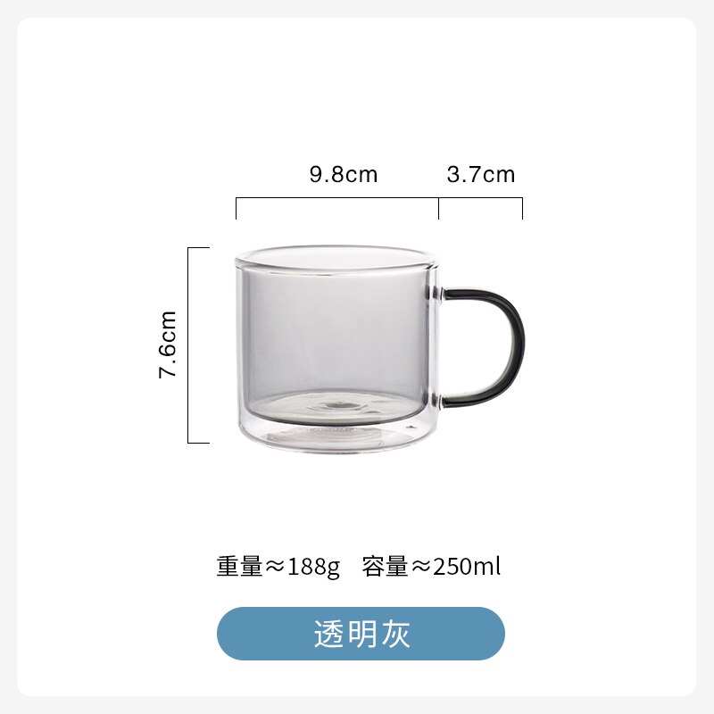 Juego de tazas de café Espresso para Taza de cristal de doble pared, resistente al calor, taza de Cerveza Hecha a mano, vaso de cristal para té, vasos con mango de cristal para whisky: white
