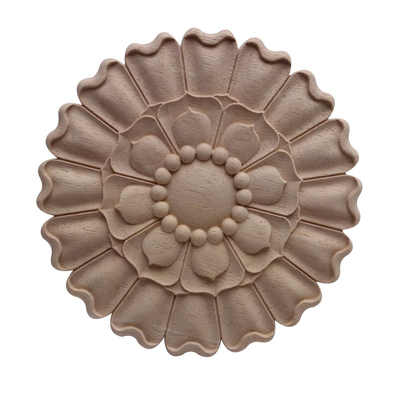 European Antique Unpainted Floral Oval Wooden Furniture Decoration Accessories Corner Wood Applique Wood Mouldings Wood Decal