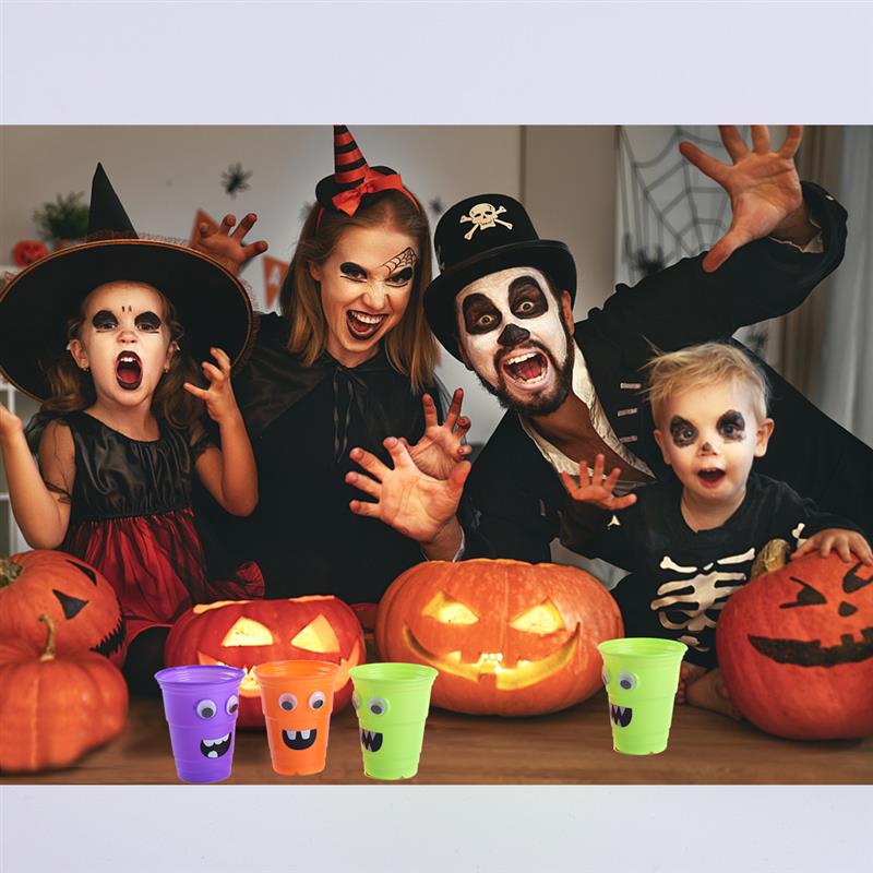 Taza de plástico con dibujos animados para niños, vaso de plástico para beber agua y leche, decoración de Halloween y guardería, 3 piezas