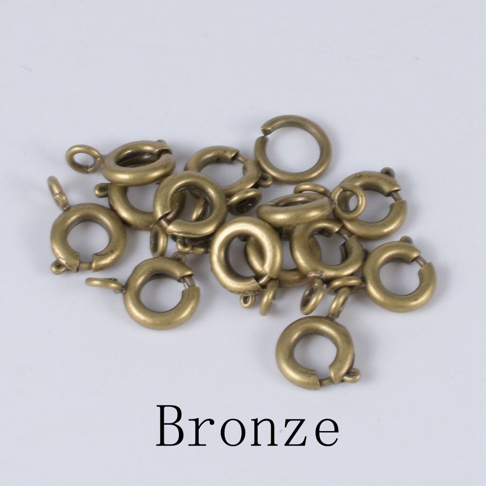 30 sztuk/partia koło otwarte pierścienie wiosna klamrami Diy naszyjnik bransoletka łańcuchy złącza klamrami do tworzenia biżuterii dostaw: Bronze / 7mm