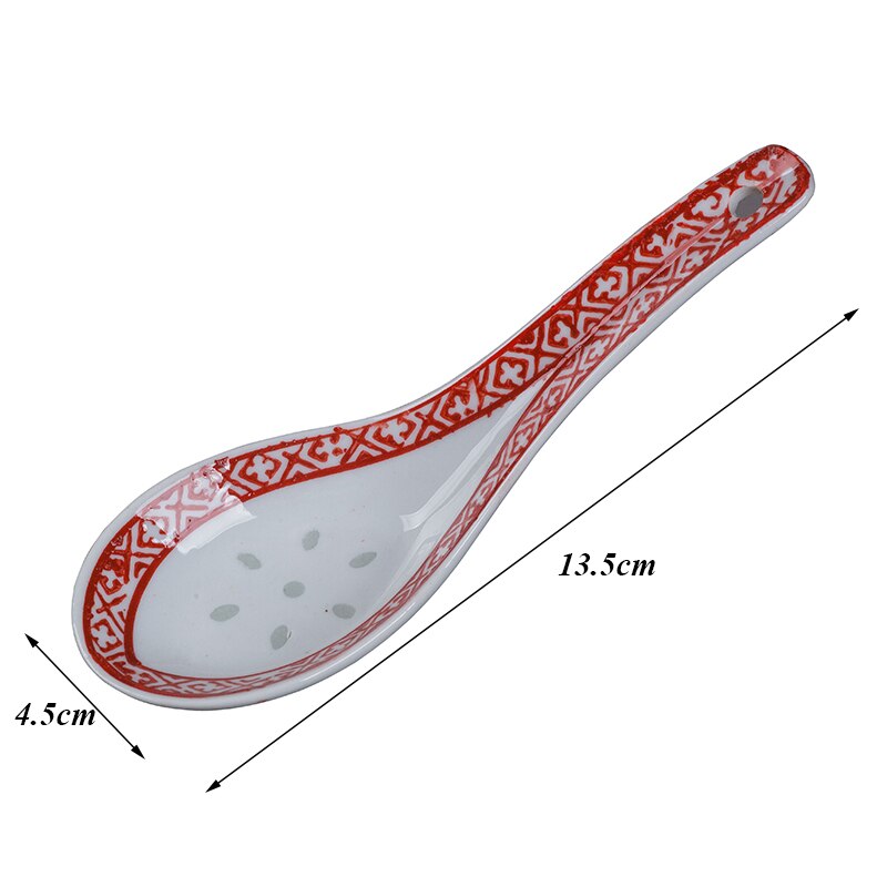 6.5inch Jingdezhen Ceramic Retro Red Dinner Plate Porcelain Dragon Dessert Plate Steak Fruit Dish Tea Cup Bowl Kitchen Tableware: 1pc spoon