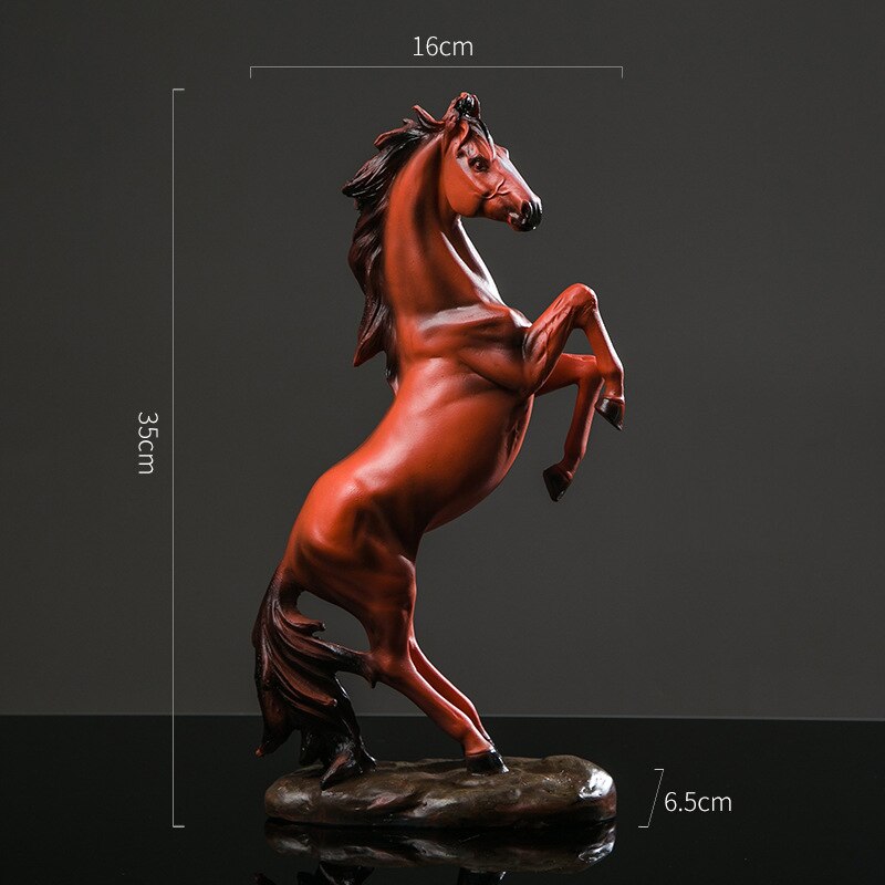 Europeisk harpiks hest statue dekorasjon stue kontor ornament hest figur hjem tilbehør hest skulptur moderne kunst: Rød
