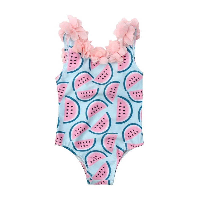 Toddler spædbarn baby piger i et stykke dragter vandmelon badedragt badetøj rygløse blomst bikini svømningdragt: 120cm