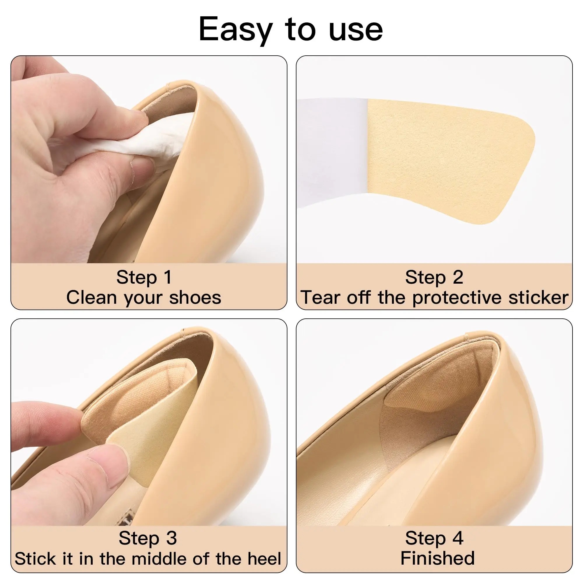 8 Stuks Hak Pads Voor Te Grote Schoenen Zelfklevende Hak Beschermers Hak Inzetstukken Verbeterde Schoen Pasvorm En Comfort Te Voorkomen Hak Slip