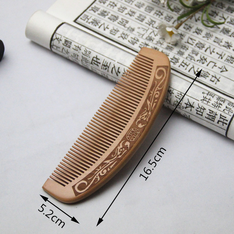 1Pcs Peach Wood Comb Flower Painted Anti-Static Natural Head Massage Comb Handmade Wooden Hair Comb Hair Styling Tools For: NO.10