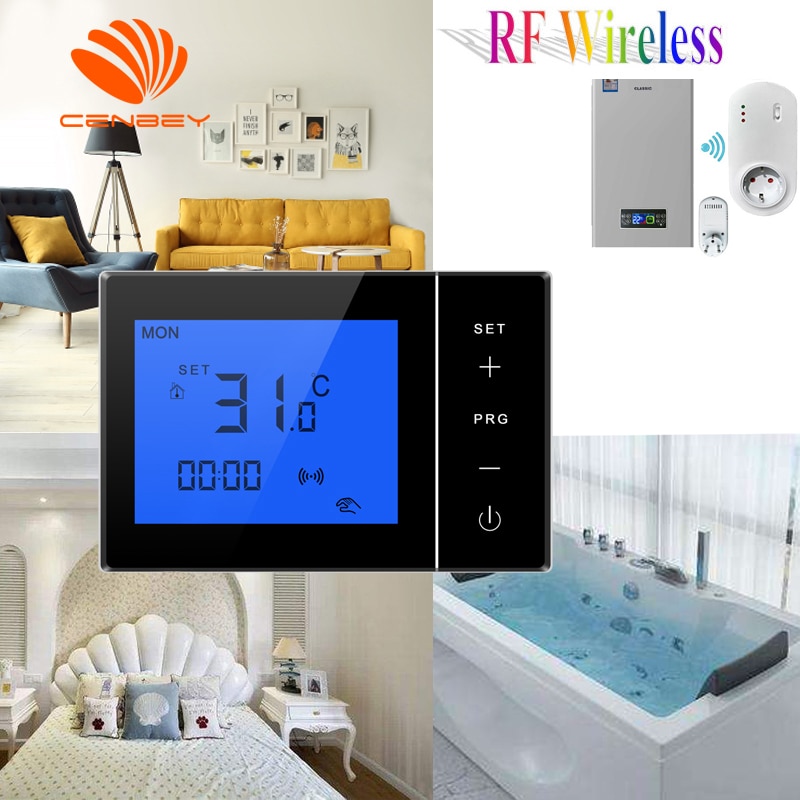 Draadloze thermostaat op batterijen stekkerontvanger kamer vloerverwarming thermostaten slimme centrale verwarming programmeerbaar 16a