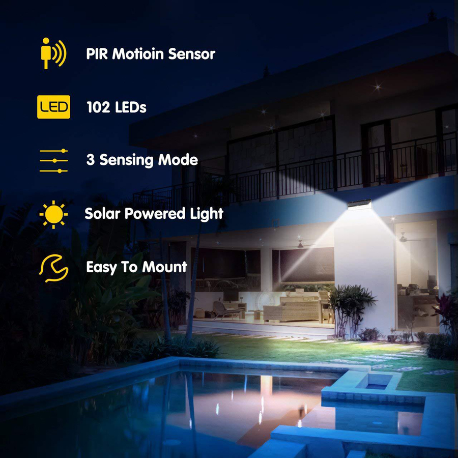 180LEDs PIR Motion Sensor Wall Light Outdoor LED Solar Powered Light Energy Saving Lamp Home Garden Security Street Lights