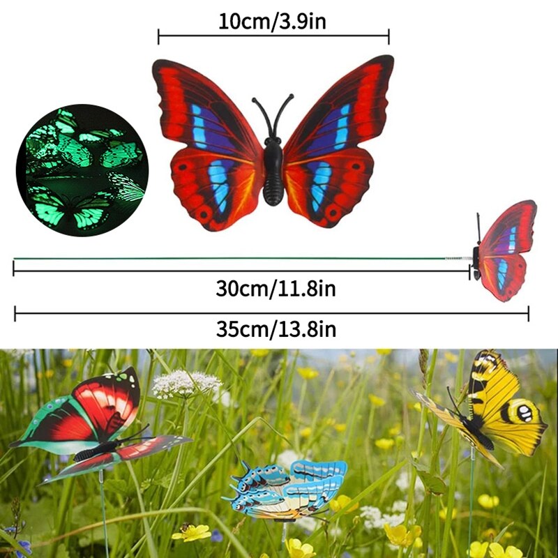 5~24PCS Glowing Butterfly Garden Decoration Decorative 3d Butterflies Glow In Dark Luminous Butterflies Home Garden Decor