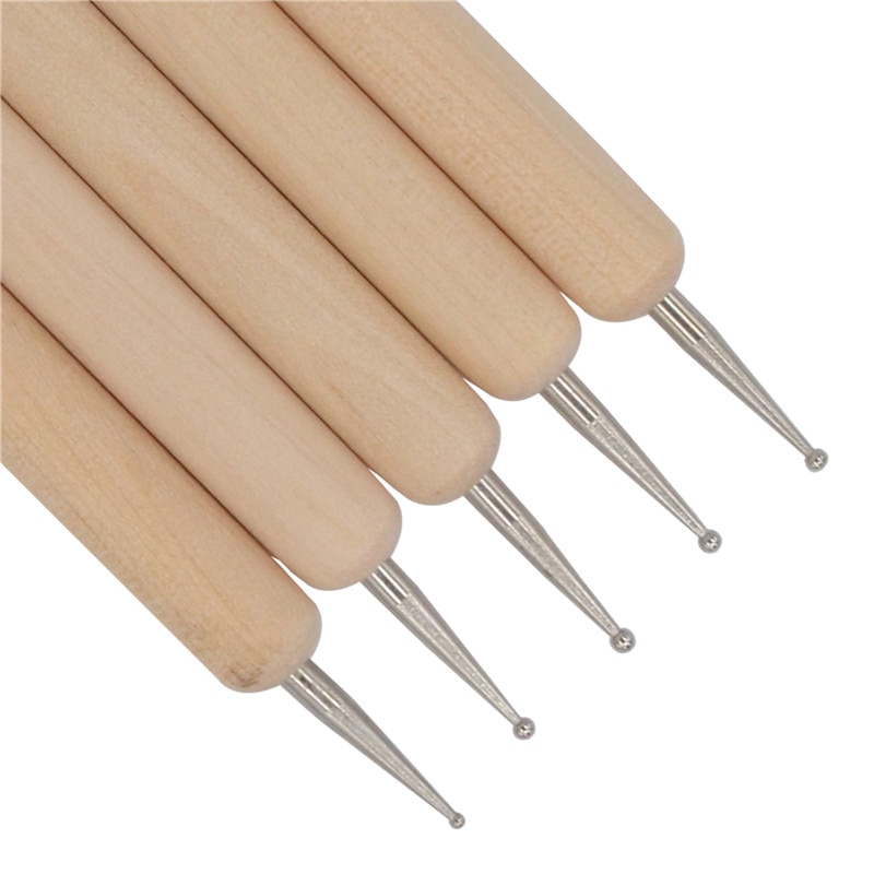 YZWLE 5 unids/pack herramientas del arte del clavo de la manija de madera pintura dibujo cepillo pluma pincel de 2 HERRAMIENTA PARA HACER puntos de decoración de uñas 16