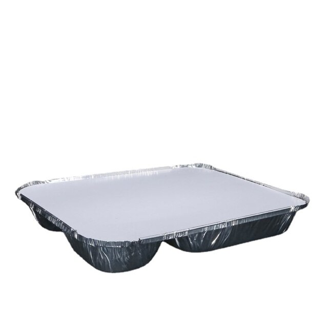 Plateau à dîner jetable en aluminium, avec couvercles, 3 compartiments, pour déjeuner, restes ou plateau à emporter, 780ML, 10 &amp; 30 pièces: with cardboard lid-B / 30pcs
