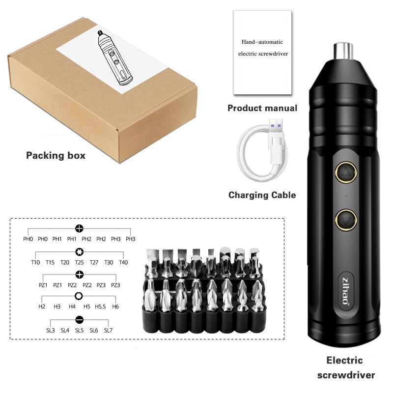 Portable Electric Screwdriver Cordless Electric Drill Brushless Impact drill Electric Hammer USB Charging home Repair Set Tool: As shown-9