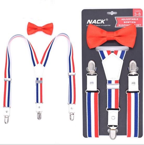 2.5CM Striped Child Strap Clip Three Clip Y Type Suspender