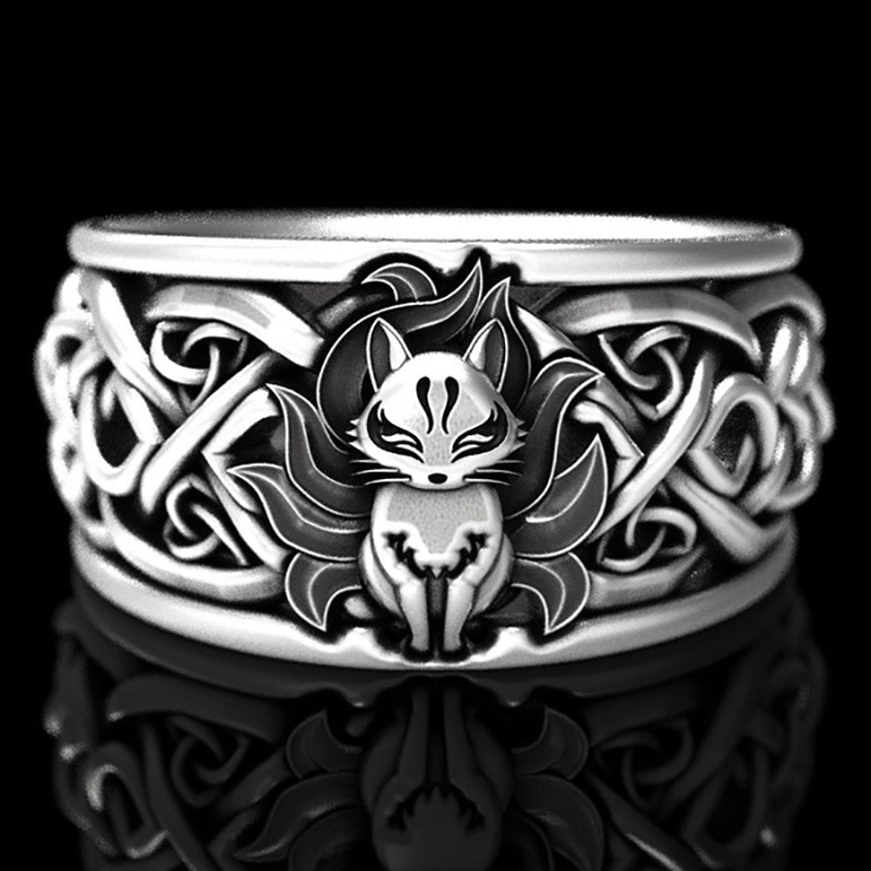 Leuke Vintage Zilveren Kleur Vos Carving Dier Ringen Voor Vrouwen Party Punk Vinger Ring Mode-sieraden