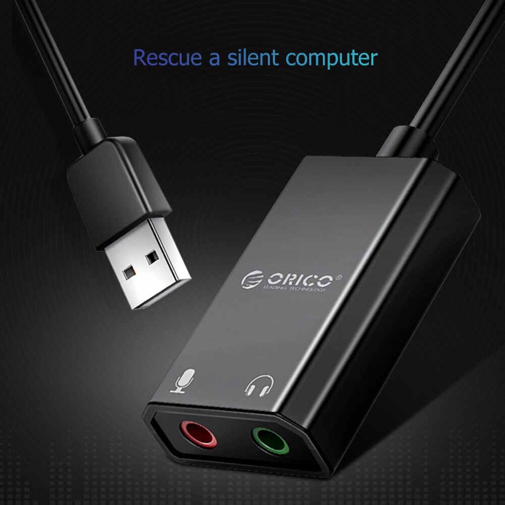 ORICO-Adaptador de tarjeta de sonido para ordenador portátil, interfaz de Audio USB, micrófono externo de 3,5mm, auriculares