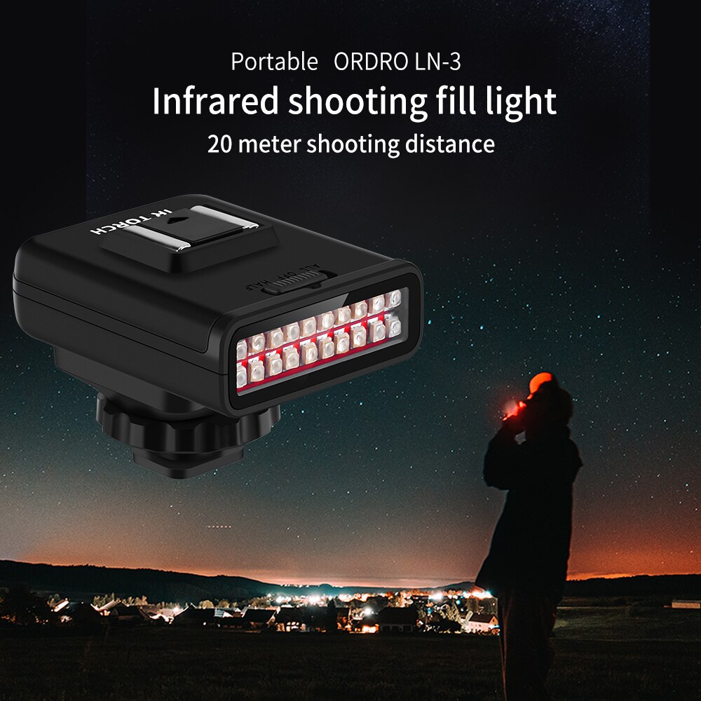 Éclairage de caméra Ordro LN-3 infrarouge Vision nocturne lumière photographie lampe pour Vlog caméra DSLR