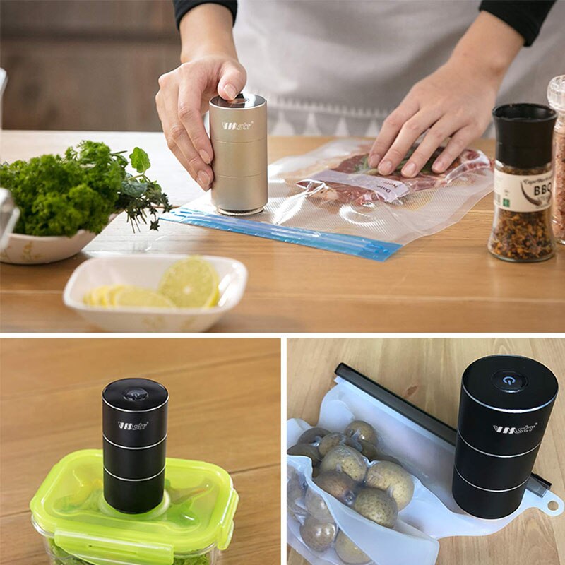 Draagbare Mini Automatische Compressie Vacuümpomp Sealer Voor Reizen Home Keuken Usb Oplaadbare Vacuüm Verpakking Machine