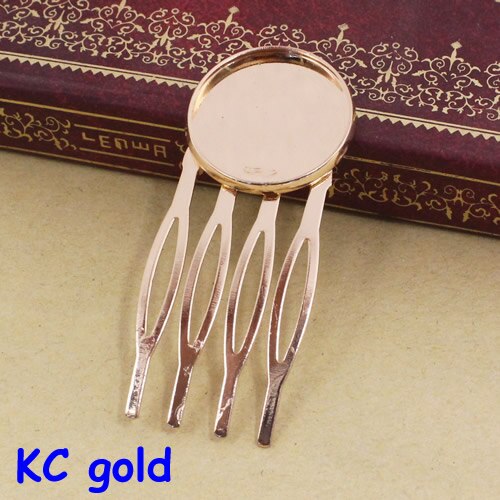 Fit 20mm Koperen Kam Haarspelden Blank Cabochon Instellingen Hair Clips Accessoires 22x52mm 7 stks/partij K05467