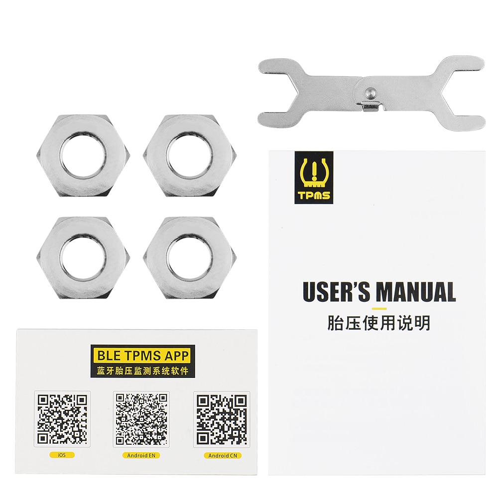 Bluetooth 5.0 tpms  v4.0 bildekktrykkmonitorsystem med 4 sensorer for ios android mobiltelefonapp overvåkingsalarm