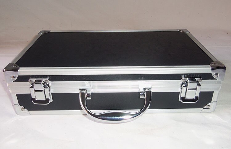 Toolbox Draagbare Aluminium Gereedschapskist Instrument Box Storage Case Handheld Slagvast Profiel Case Met Voering Spons: Black