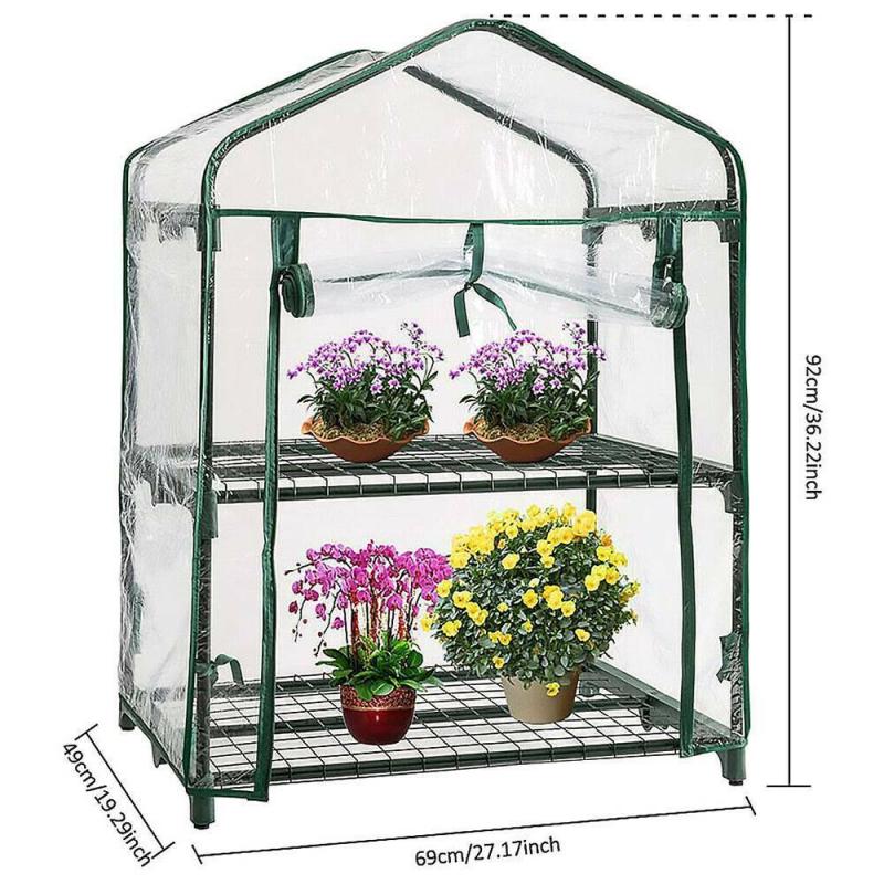 Pvc Warm Kas Cover Tuin Plant Kas Cover Waterdichte Bescherm Tuin Plant Bloem 2/3/4/5 Tier Zonder ijzer Stand: Double layer