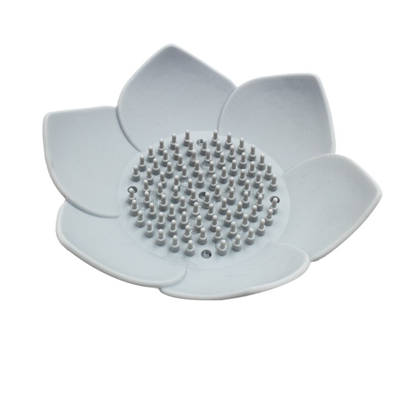 Porte-savon en Silicone en forme de Lotus, plateau de vidange de savon, porte-savon en forme de fleur, salle de bain, rangement de savon, vaisselle de cuisine, outils portables: GRAY