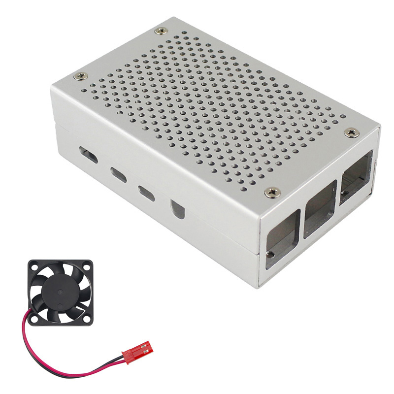 Raspberry Pi 4B Computer Case Aluminum Alloy With Radiator Aluminum Metal Box Shell Mesh Heat Dissipation For Raspberry Pi 4: Bundle 7