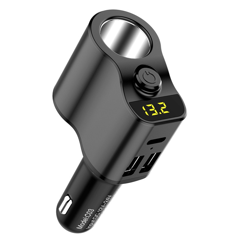 Dubbele usb autolader digitale display aansteker 5v 3.1a tablet gps adapter lader voor huawei iphone autolader